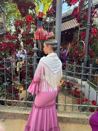 Vestido Flamenca Rosa Maquillaje
