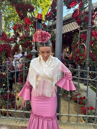 Vestido Flamenca Rosa Maquillaje