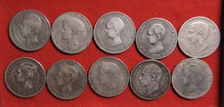 Lote 10 Monedas Plata Alfonso XIII