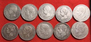 Lote 10 Monedas Plata Alfonso XIII