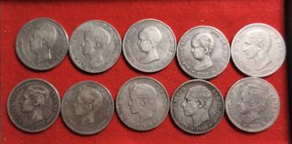 Lote 10 Monedas Plata Alfonso XIII