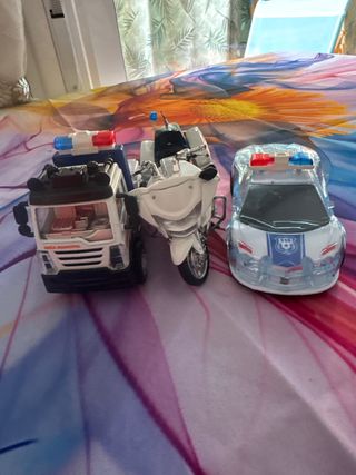 Pack 3 coches policía y moto