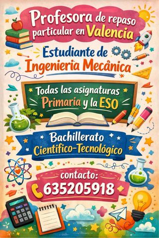 Profesora de repaso particular en Valencia