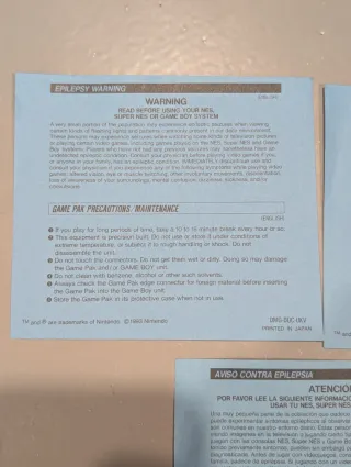 Papel azul aviso Epilepsia Game Boy Nintendo