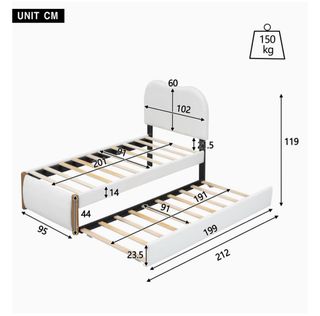Cama nido 90x200 cm tapizada