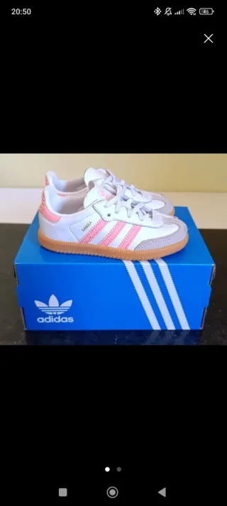 Adidas Samba Blancas y Rosas Niña, talla 25