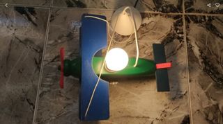 Candeeiro Avião Madeira Azul e Verde