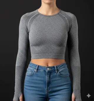 Camiseta deportiva gris manga larga