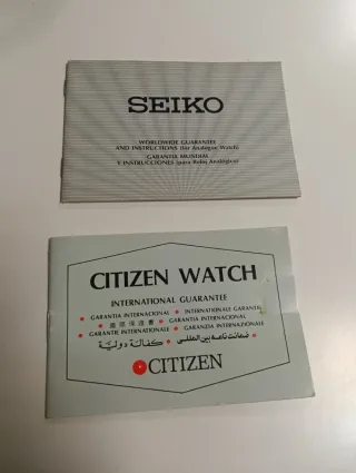 Libros Garantía Seiko y Citizen