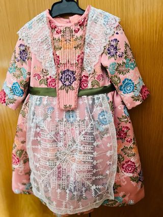 Volcada Fallera Niña Bebé 6-12 Meses y alpargatas