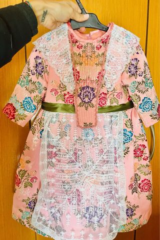 Volcada Fallera Niña Bebé 6-12 Meses y alpargatas