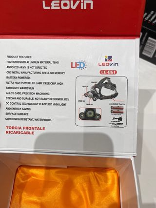 Torcia Frontale LED Ricaricabile LEOVIN