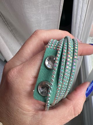 Pulsera Swarovski Ante Verde Agua con Cristales