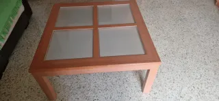Mesa de centro madera y cristal 90x90