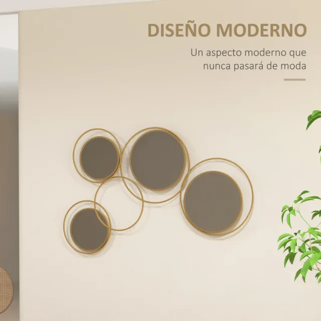 Espejo Decorativo Pared Dorado 110x68 cm