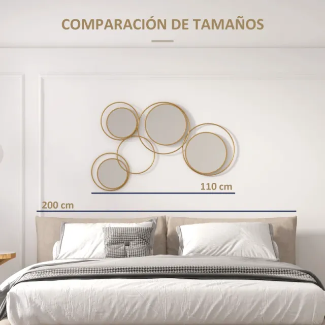 Espejo Decorativo Pared Dorado 110x68 cm