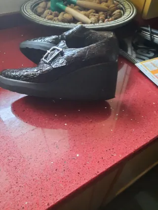 Zapatos marrones tacón corrido Talla 37