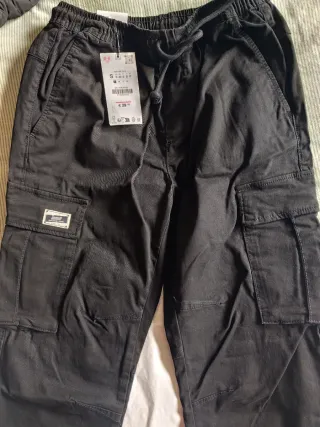 Pantalón Cargo Zara Negro Hombre Talla S