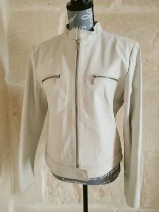 Giacca vera pelle beige