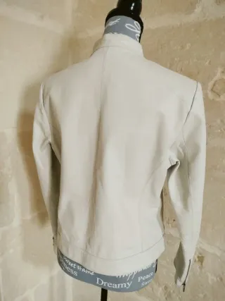 Giacca vera pelle beige