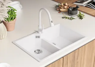 Fregadero de piedra blanco