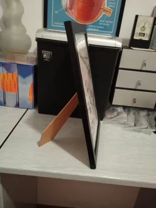 Lámina microscopio antiguo y flor