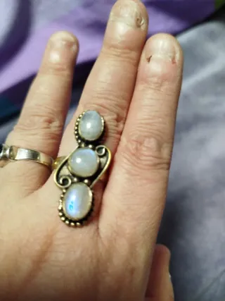 Anillo Bronce Piedra Lunar