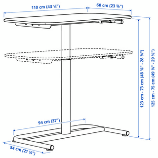 Escritorio elevable Ikea SEGRARE gris oscuro
