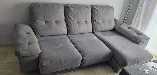 Sofá gris con chaiselongue 3m