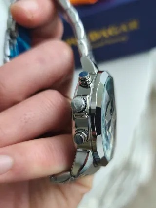 Relógio Poedagar Prata Azul Luxo