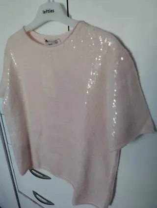 Blusa lentejuelas rosa Mango Talla M