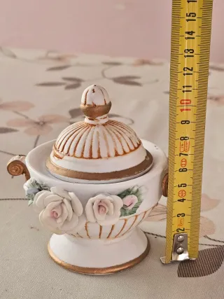 Zuccheriera/Portagioie Porcellana Oro Bianco