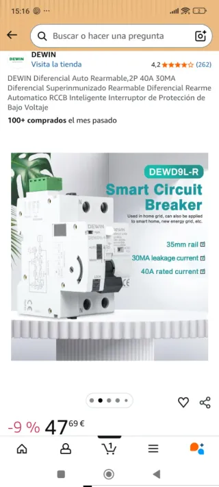 Interruptor Diferencial automático DEWIN 40A 30mA