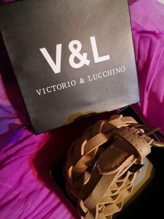 Cinturón trenzado V&L beige/marrón