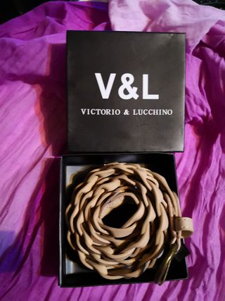 Cinturón trenzado V&L beige/marrón