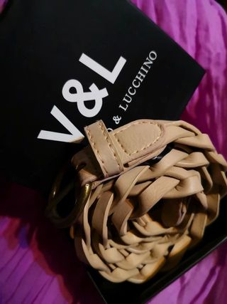 Cinturón trenzado V&L beige/marrón