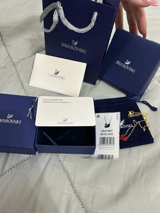 Collana Swarovski Cigno Rosso Oro Nuova Scatola