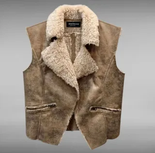 Chaleco Mia Doumas Piel Serpiente Beige