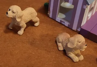 Coppia Miniature Cani Golden Retriver Casa Bambole