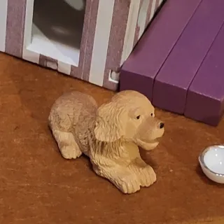 Coppia Miniature Cani Golden Retriver Casa Bambole