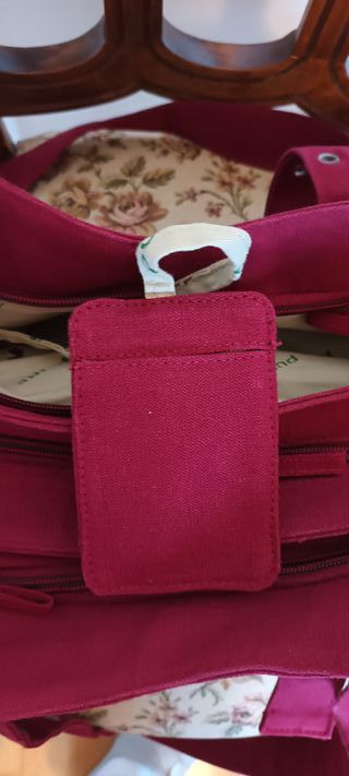 Borsa in canapa 3 tasche a zip bordeaux