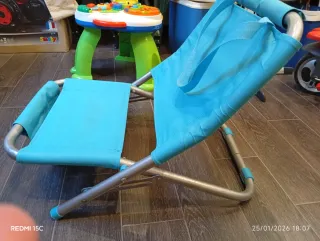 2 Sedie da Spiaggia Pieghevoli Blu/Argento