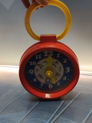 Juguete, Antiguo reloj de juguete feber 17 cm. de diametro, 20 cm. de altura