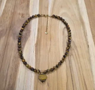 Collana Occhio di Tigre con Ciondolo Cuore