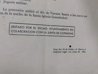 Programa de Semana Santa. Guadalajara. 1961.