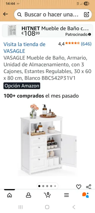 Armario de baño blanco VASAGLE