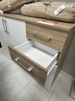 Aparador TV madera y blanco