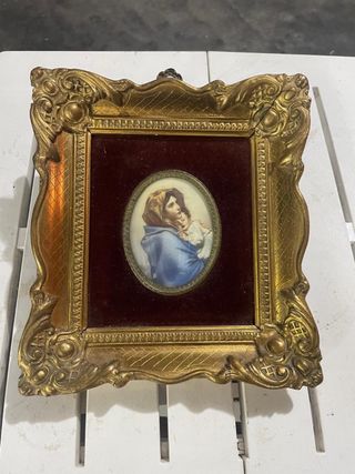 Cornice dorata con immagine sacra vetro bombato