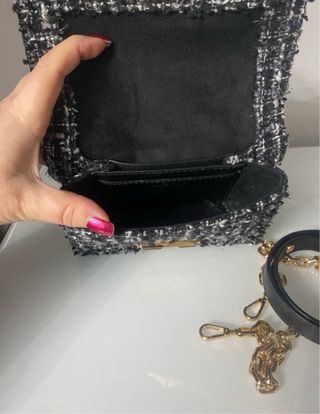 Bolso Michael Kors Tweed Perlas Cadena Dorada