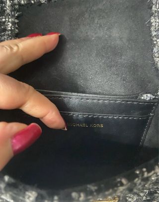 Bolso Michael Kors Tweed Perlas Cadena Dorada